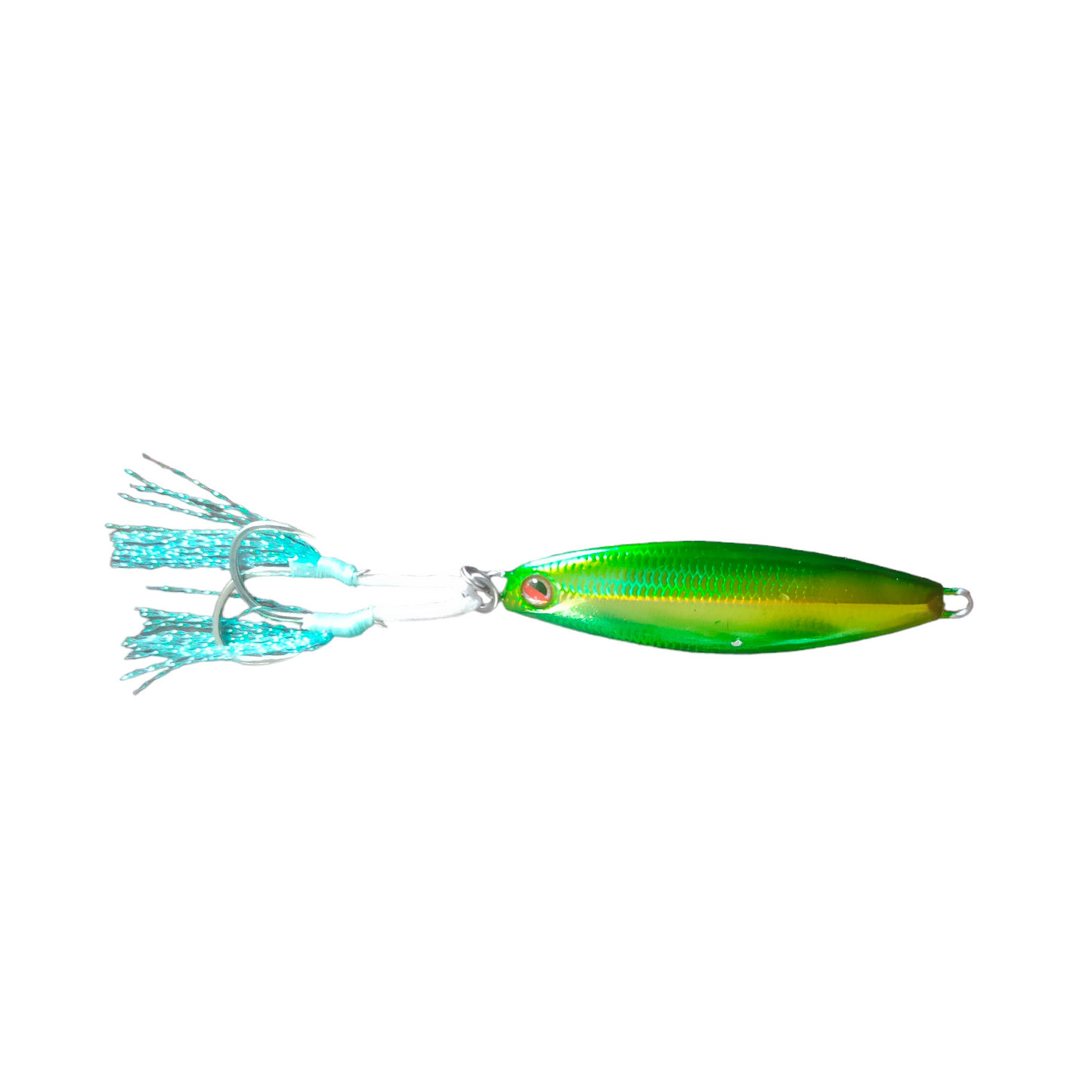 Littma Jig Katana Slow 30gms Jig Fishing Lure Zebra Green Gold Close Up Image