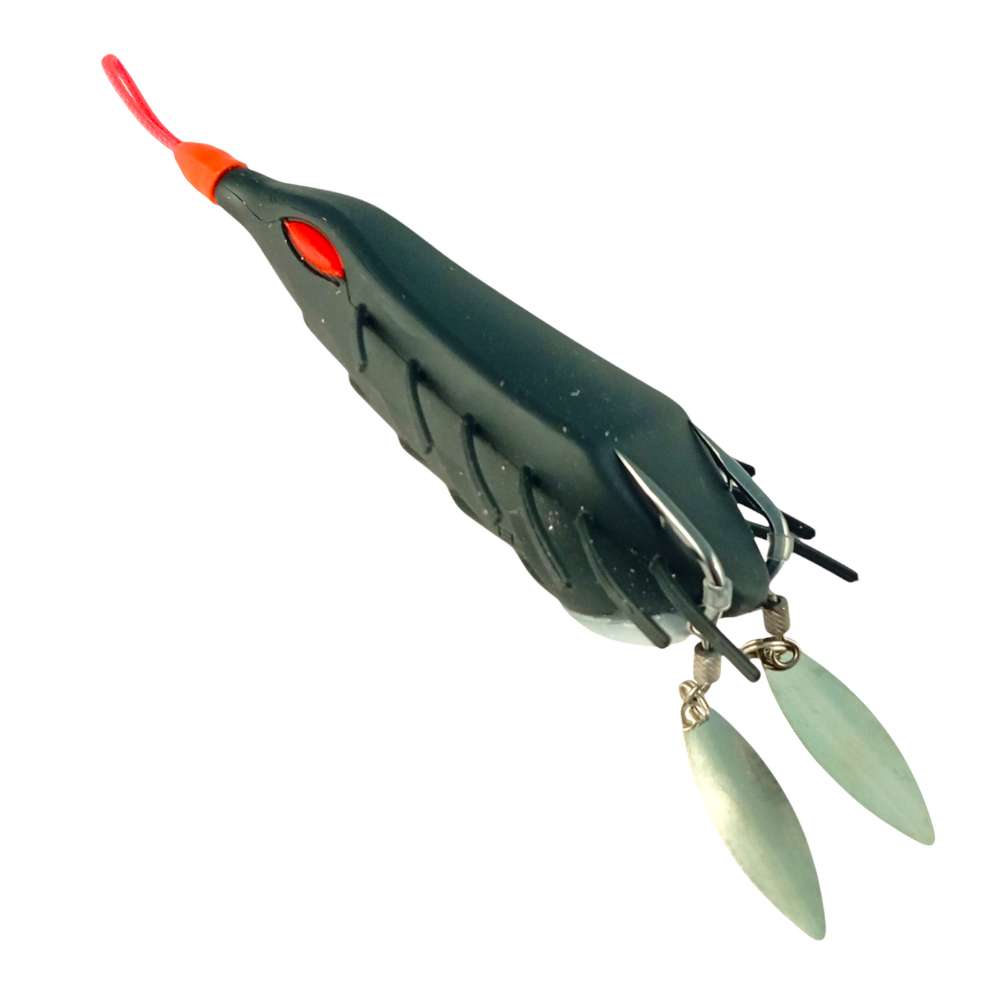 Long Costing Spinner Frog Lure 26gms-90mm Orange Multi Close Close Up Image