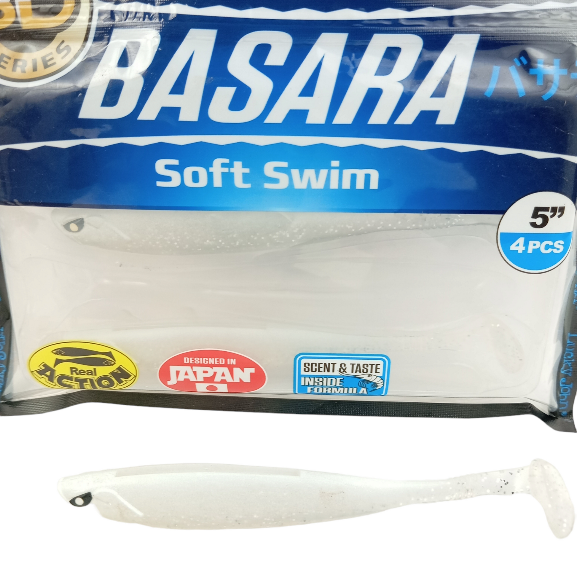 Lucky John 3D Basara Soft Swim  5 inch Clear Color-003 Close Single Image