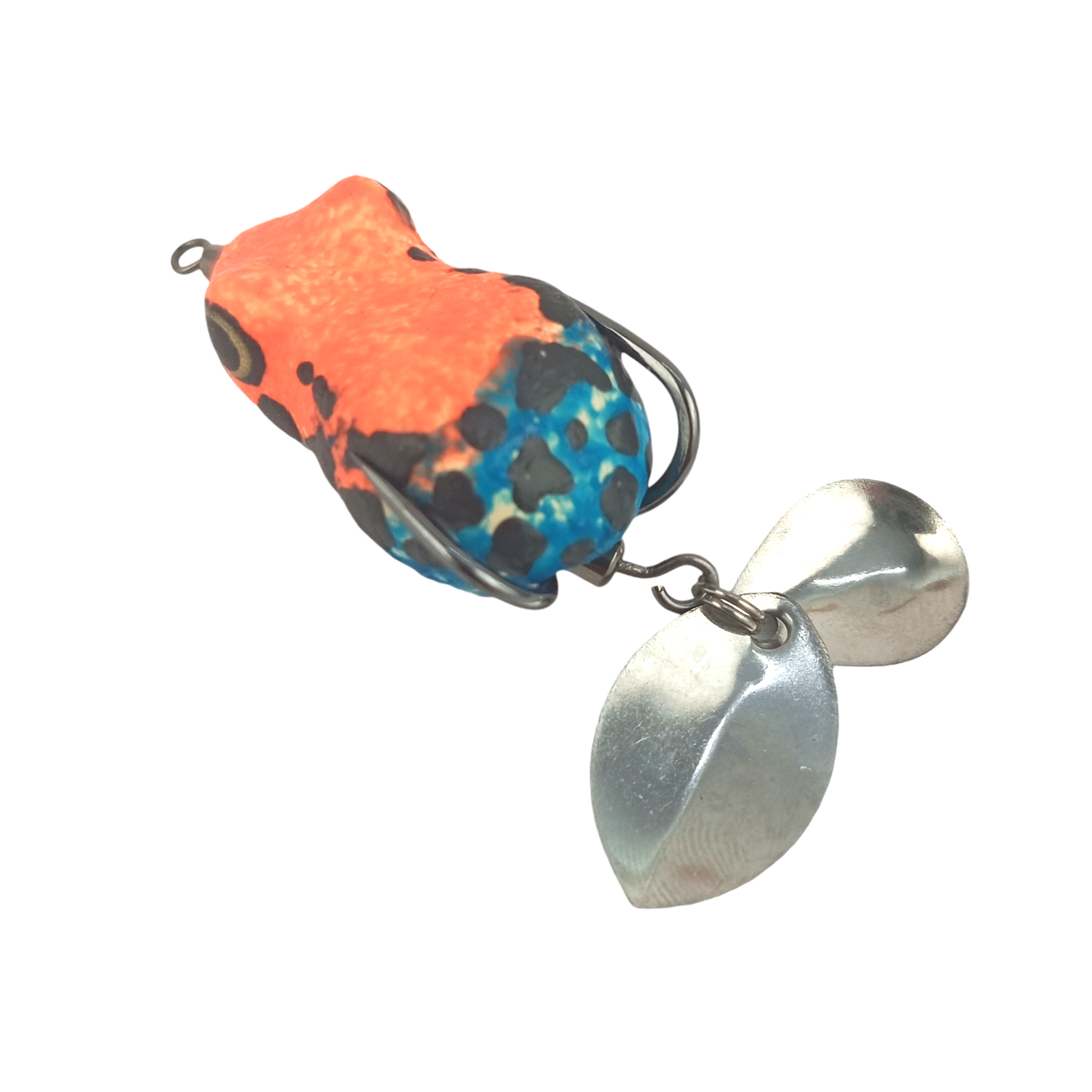 Lures Factory Hand Made Field Rice Frog 6.5Gms 3.5cm Orange Blue Close Up Image