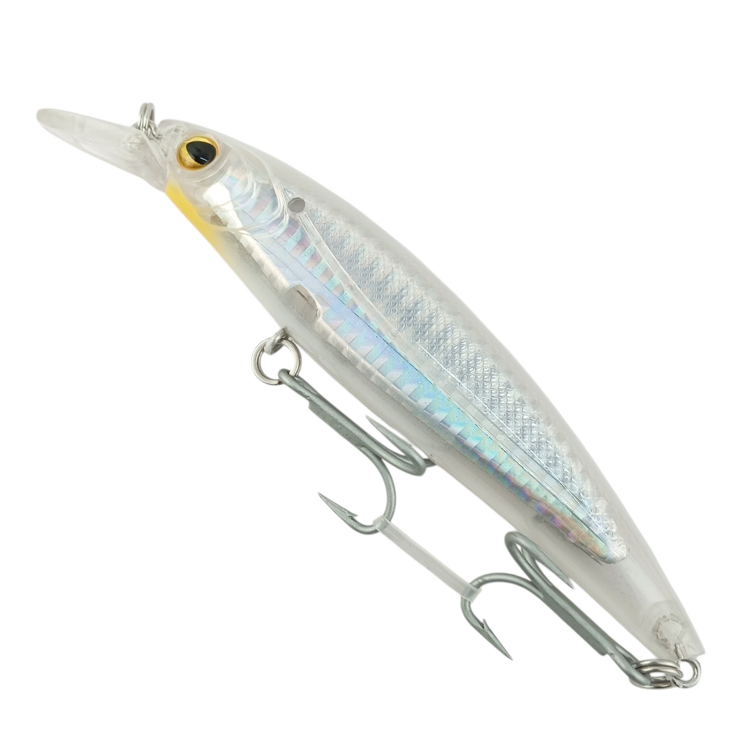 Lutac Minnow Floating Fishing Lure 110mm-25gms Clear White Close Up Image