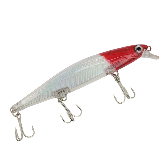 MInnow Slow Sinking Petta Rap Fishing Lure - 11cm 13g - White Red Head Image