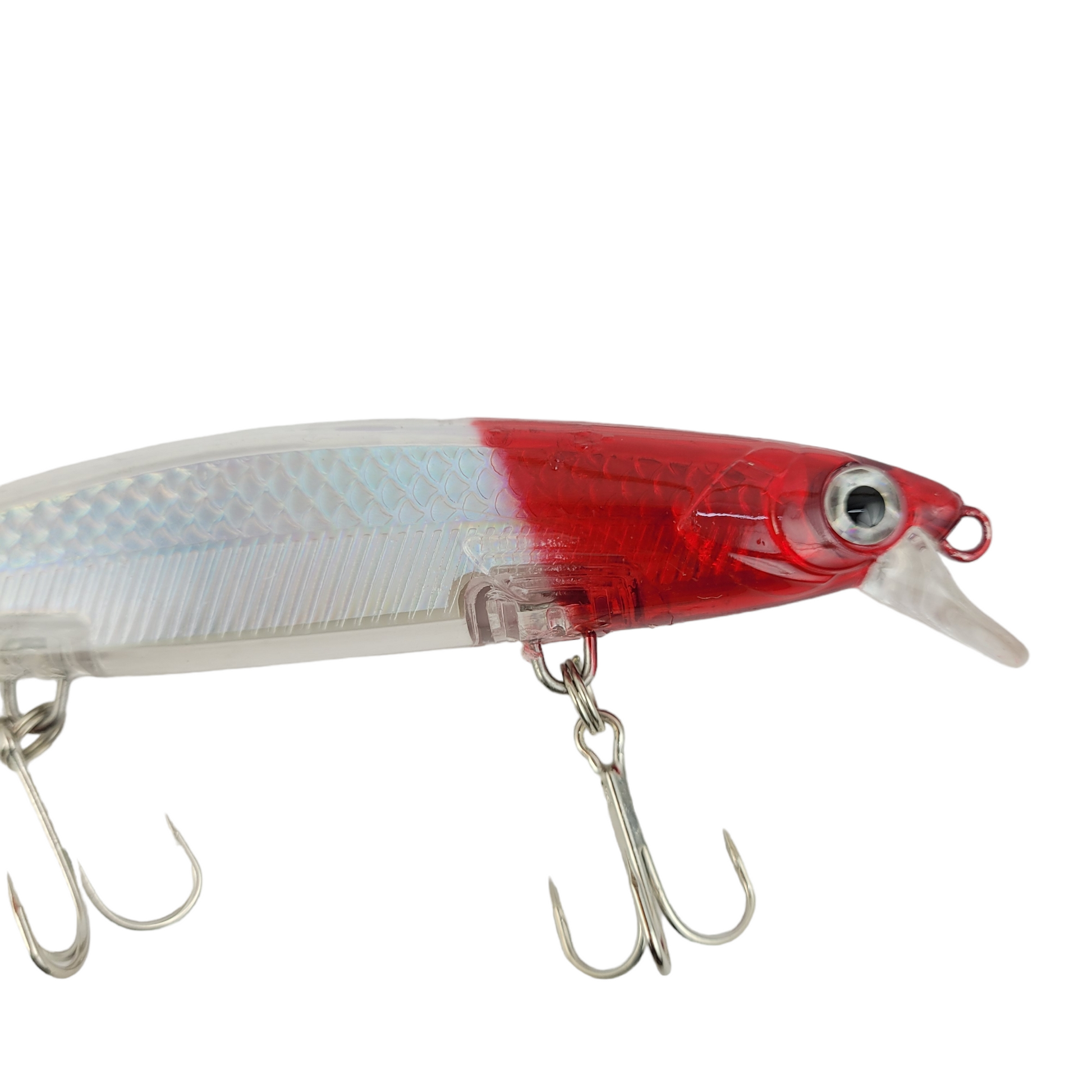 MInnow Slow Sinking Petta Rap Fishing Lure - 11cm 13g - White Red Head top Image