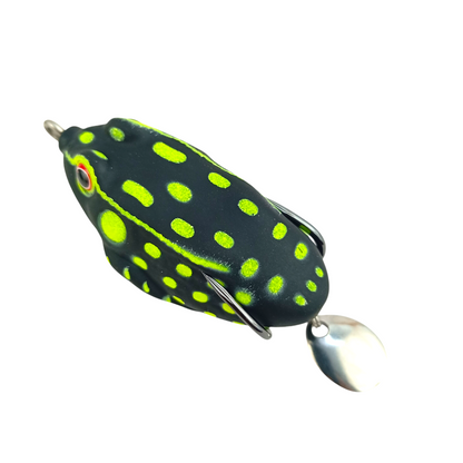 Morizo Mini Froggy Spinner Frog Lure 13gms 5.5cm Black Green Dark  Close Up Image