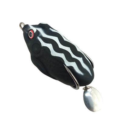 Morizo Mini Froggy Spinner Frog Lure 13gms 5.5cm Black White Close Up Image