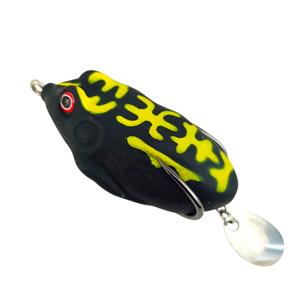 Morizo Mini Froggy Spinner Frog Lure 13gms 5.5cm Black Yellow Close Up Image