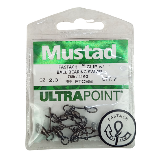 Mustad Fastach Clip Ball Bearing Swivel Size 2.3 Close  Image