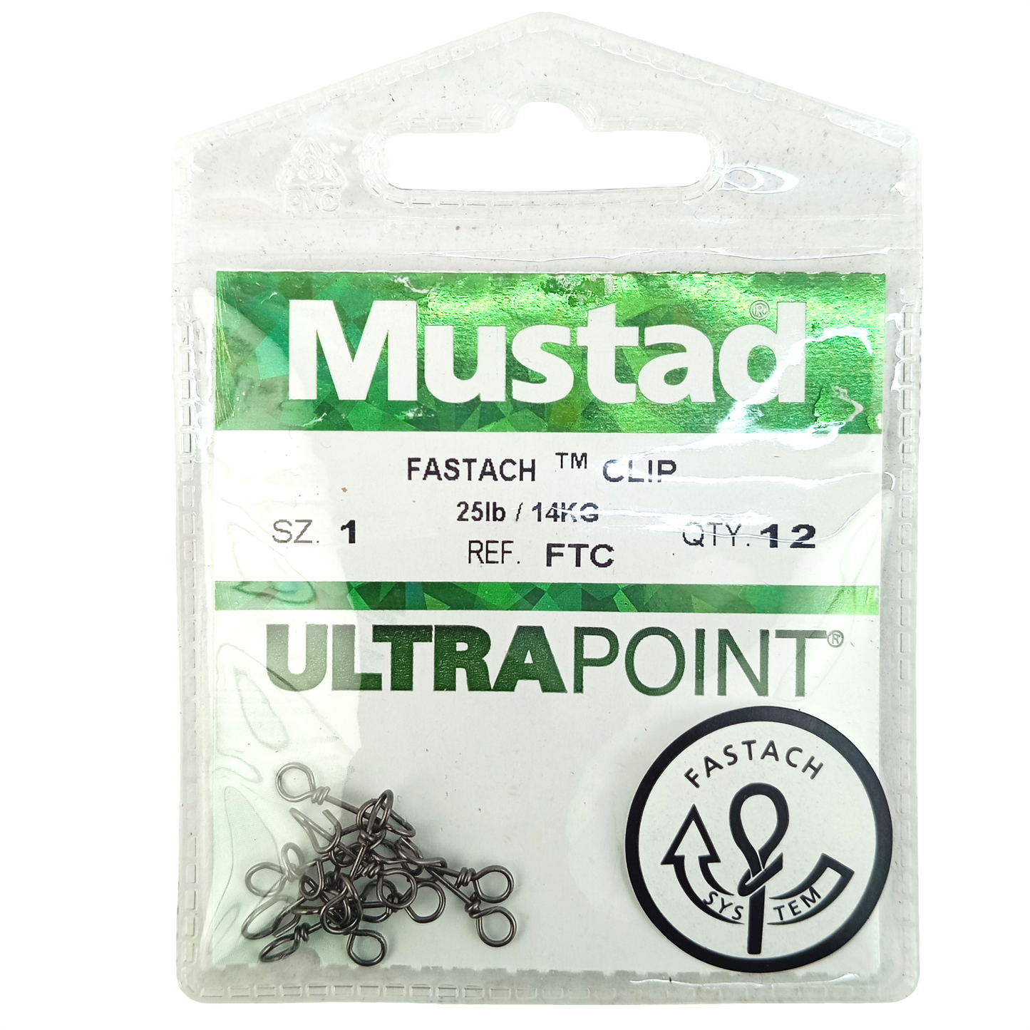 Mustad Fastach Clip Size 1 Close Up Image