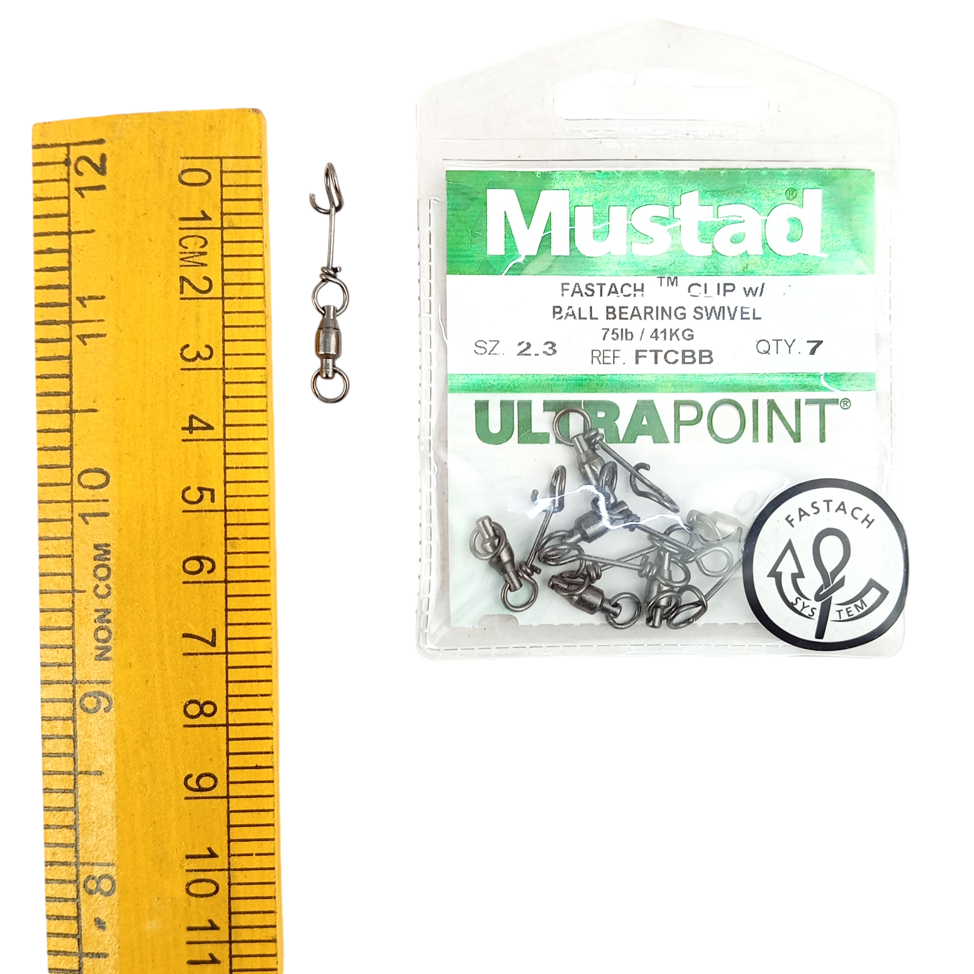 Mustad Fastach Clip Ball Bearing Swivel Size 2.3 Close Up Image