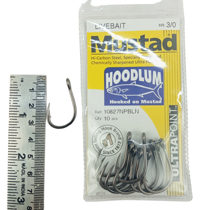 Mustad Hoodlum Live Bait Hooks 10827NPBLM - Single Piece