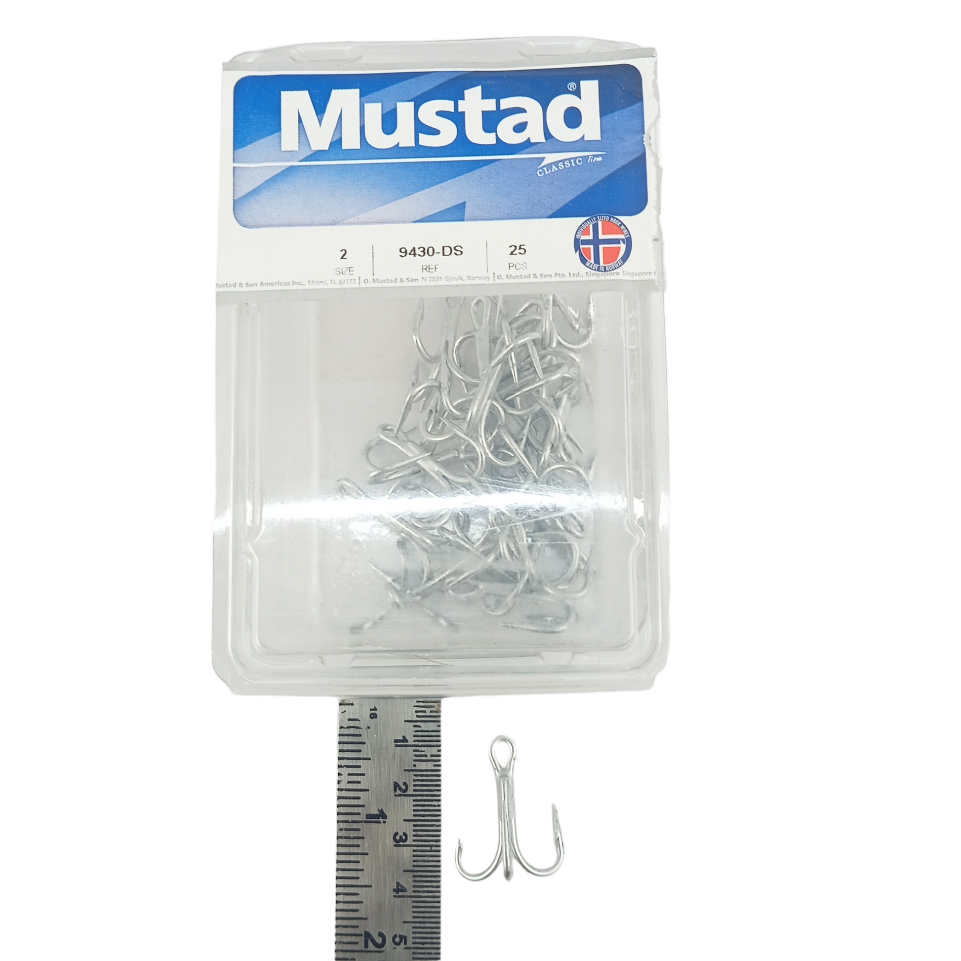 Mustad 9430DS 5X Treble Hooks - Single pc - size 2 full box ans single pc image