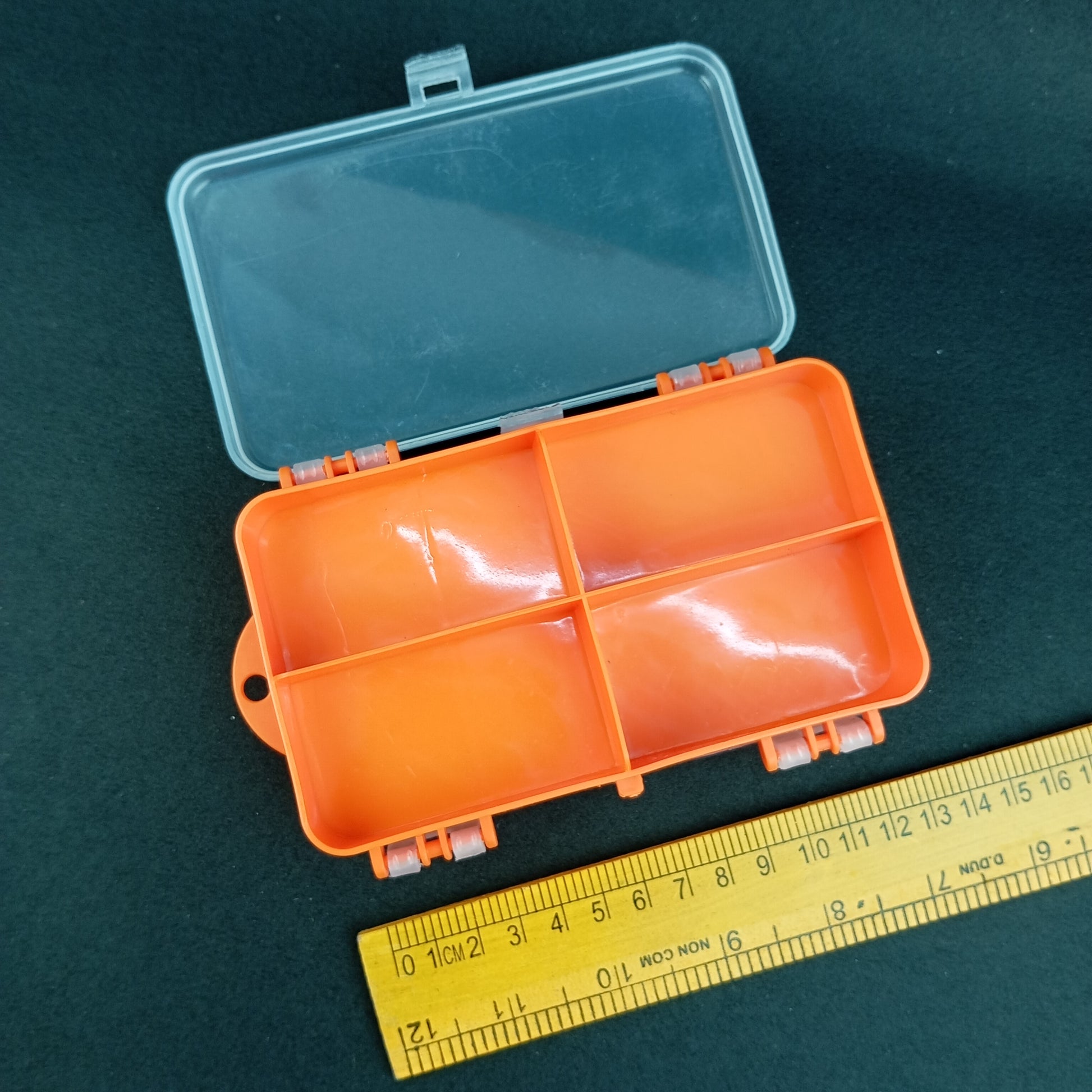 Orange Double Sided Small Fishing Tackle Box Open Image