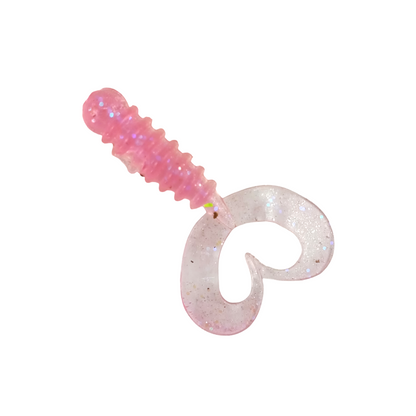 Owner Cultiva Rock'N Bait Worm Ring Twin Tail  1.5inch Pink Keimura Close Up Image