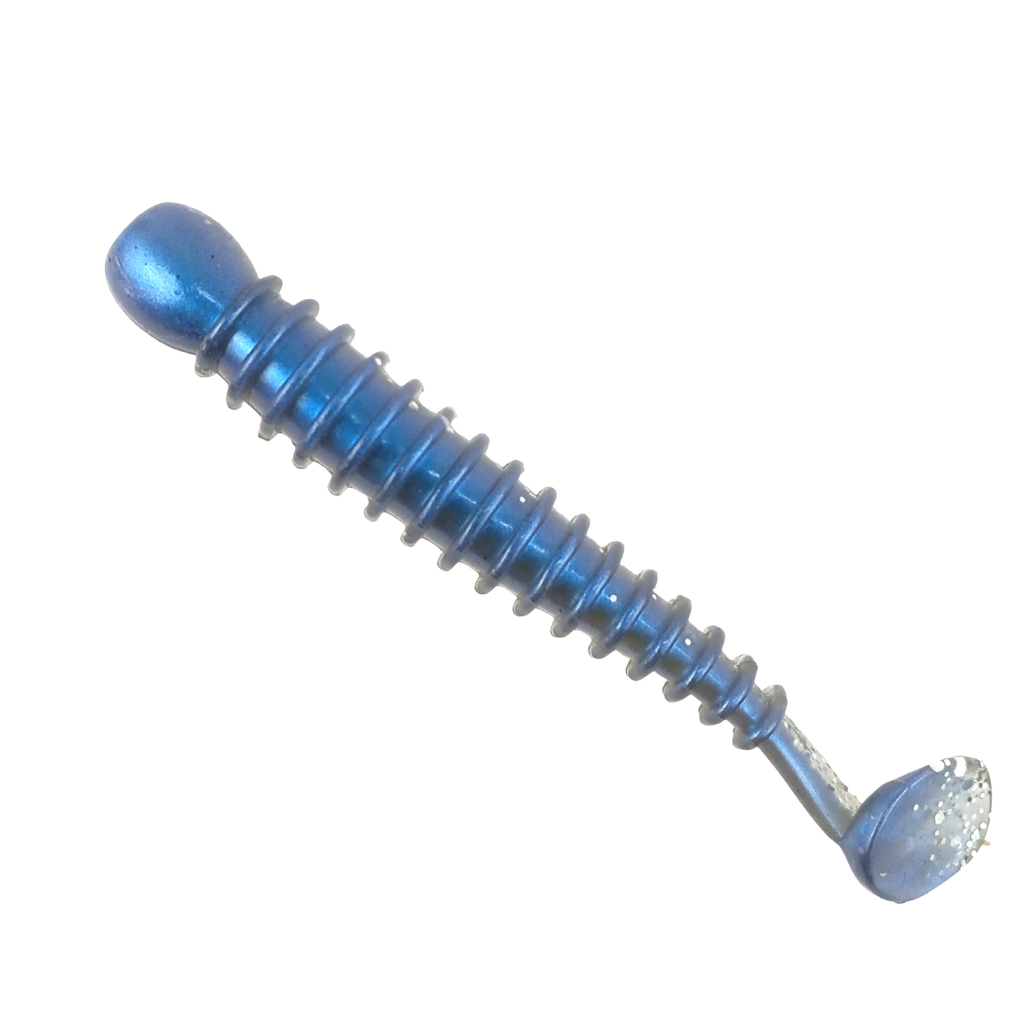 Owner Cultiva Tasty Worm Rock ‘N Bait RB-5Ring Kick Tail  3inch Pearl Blue Close Up Image