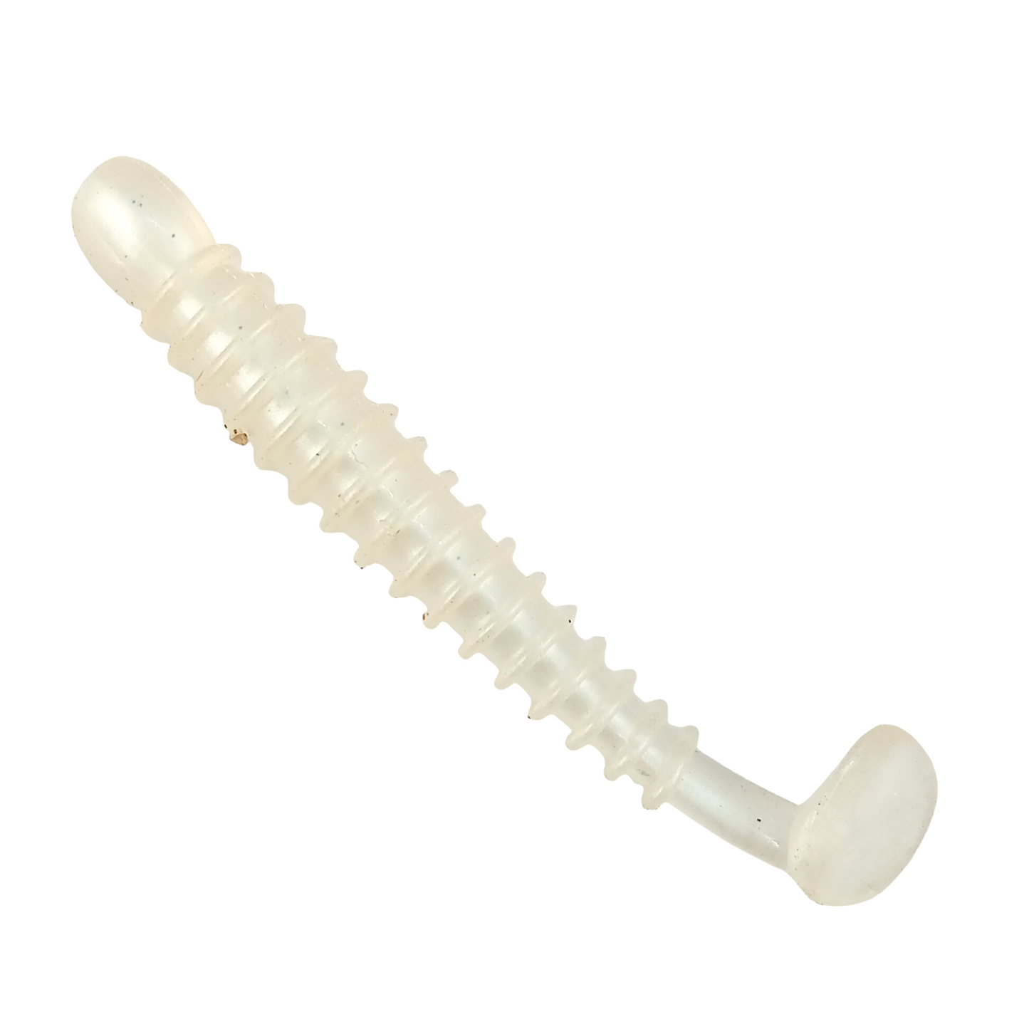 Owner Cultiva Tasty Worm Rock ‘N Bait RB-5Ring Kick Tail  3inch Pearl White Close Up Image