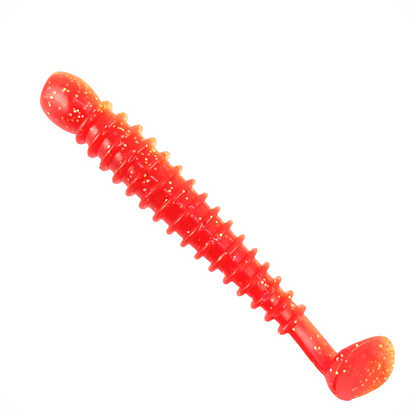 Owner Cultiva Tasty Worm Rock ‘N Bait RB-5Ring Kick Tail  3inch  Shell Orange Close Up Image 