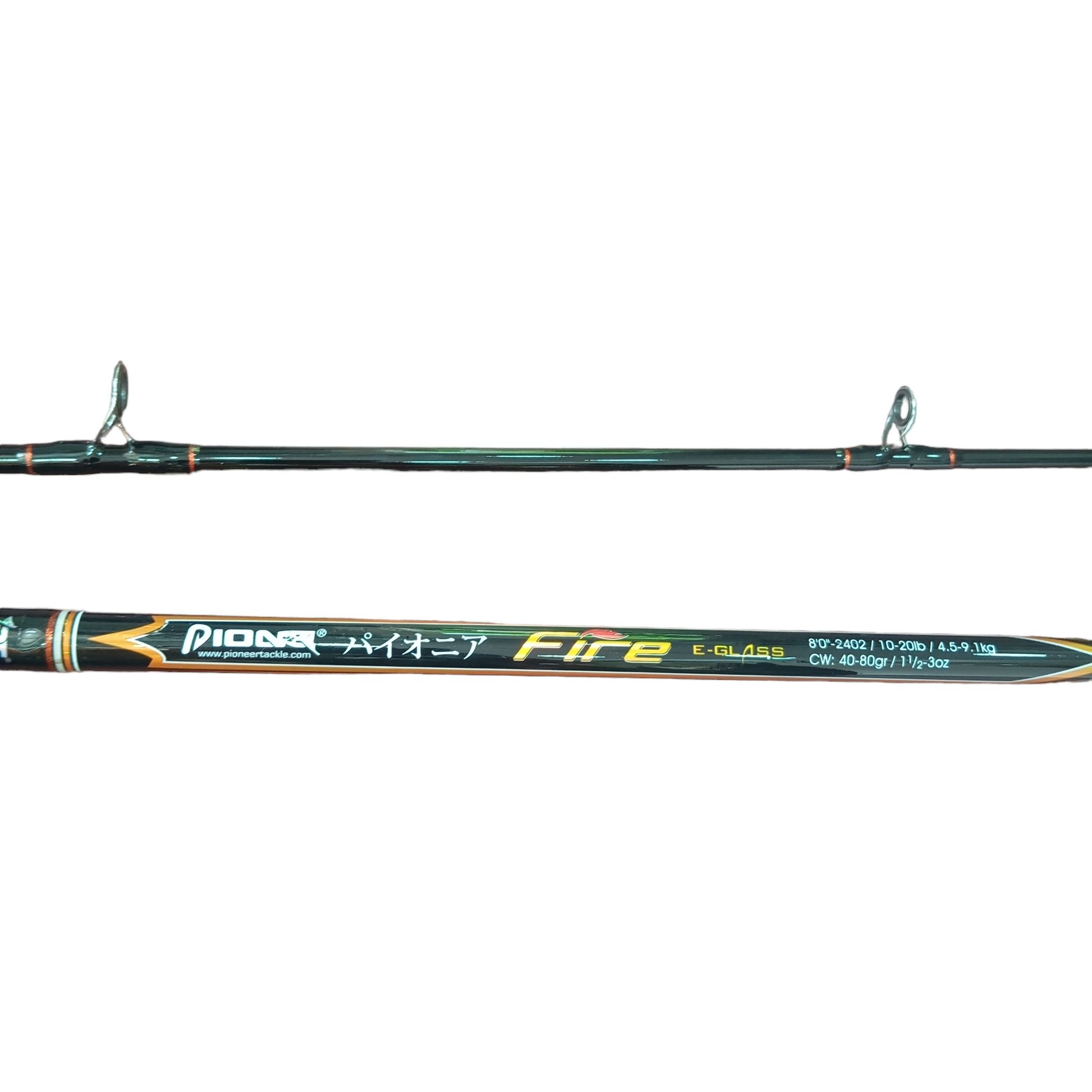 Pioneer Fire E-Glass 8FT 10-20lb CW40-80gr Spinning Fishing Rod Orange close up image