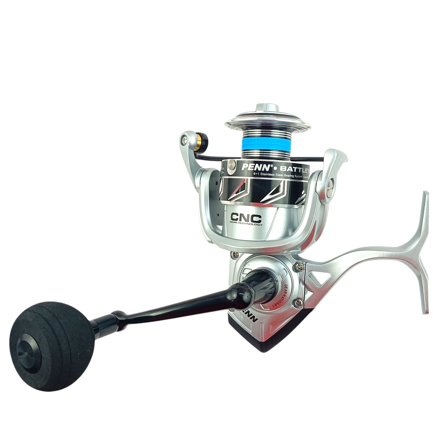 Pro Angler Saltwater Fishing Combo Mitchell Fluid 10ft Penn Battle 3 DX 6000 Reel Close Up Image