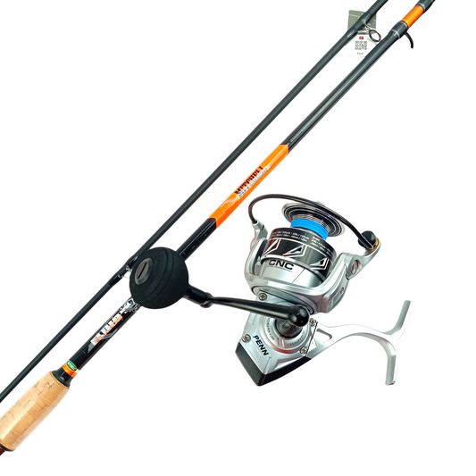 Pro Angler Saltwater Fishing Combo Mitchell Fluid 10ft Penn Battle 3 DX 6000 Reel Close Up Image