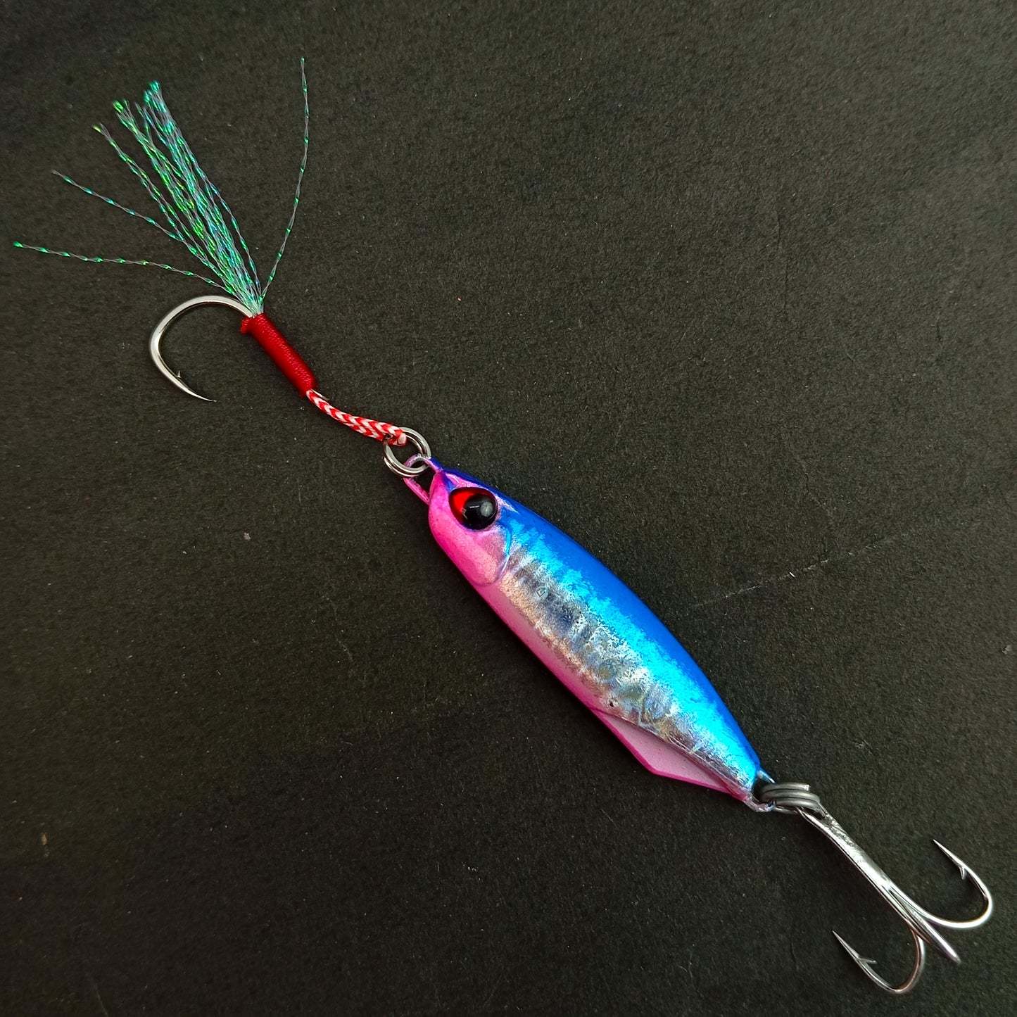 Pushpa Jigs Lure with Single Assist and Treble Hooks  30gms Radium Green