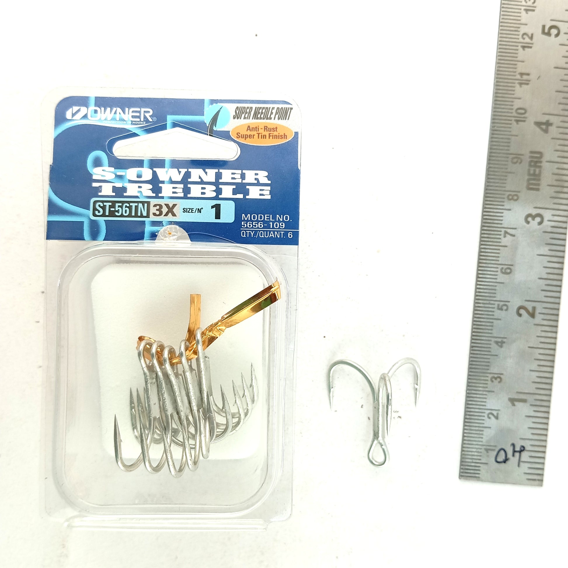 S- Owner Treble Hook 3X-Size 1