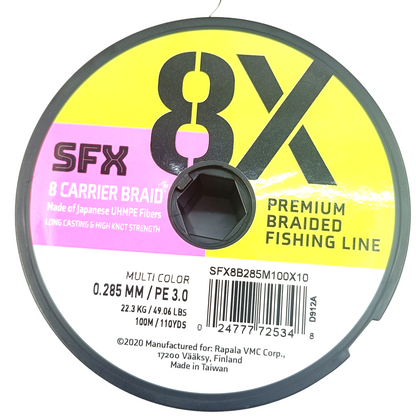 SFX 8X Premium Braided Multi Color 0.285mm-49.06lbs Fishing Line