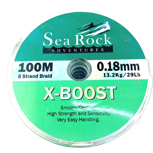 Sea Rock Adventures X-Boost  8 Straand Braid 0.18mm 29lb Fishing Line Close Up Image