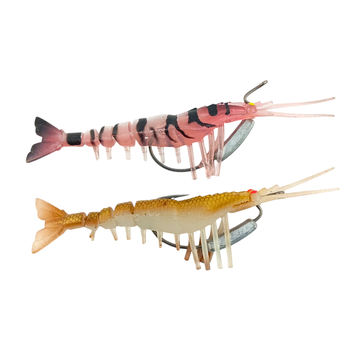 Shrimp With Worm Hooks 13cm 17gms Fishing Lure Close Up Image