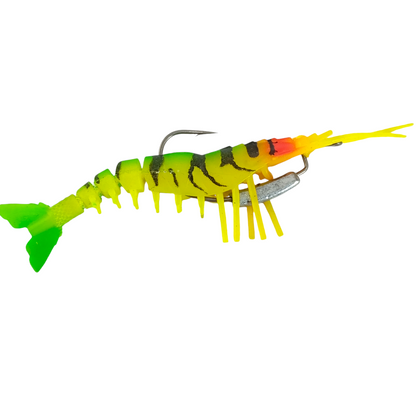 Shrimp With Worm Hooks 13cm 17gms Fishing Lure Tiger Prawn Close Up Image