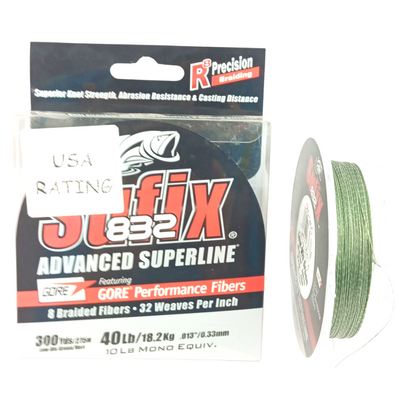 Sufix 832- 8X Braided Fibers 300YDS-275M-40LB Fishing Line Image