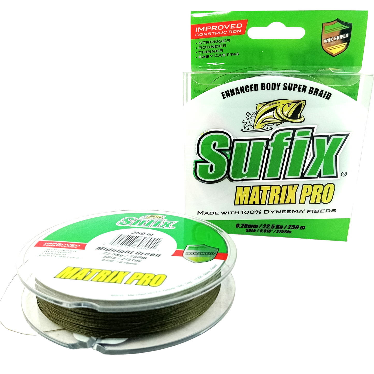 Sufix Matrix Pro 0.25MM -50lb Braided Fishing Line Close Up Image
