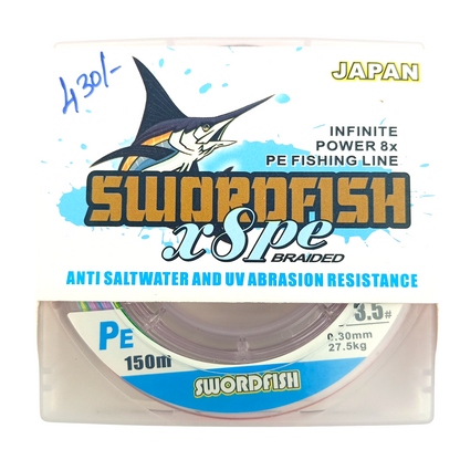 Swordfish X8 PE Multi Color Braided Line -150m Spools