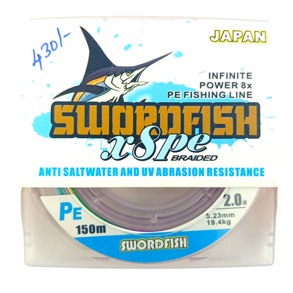 Swordfish X8 PE Multi Color Braided Line -150m Spools
