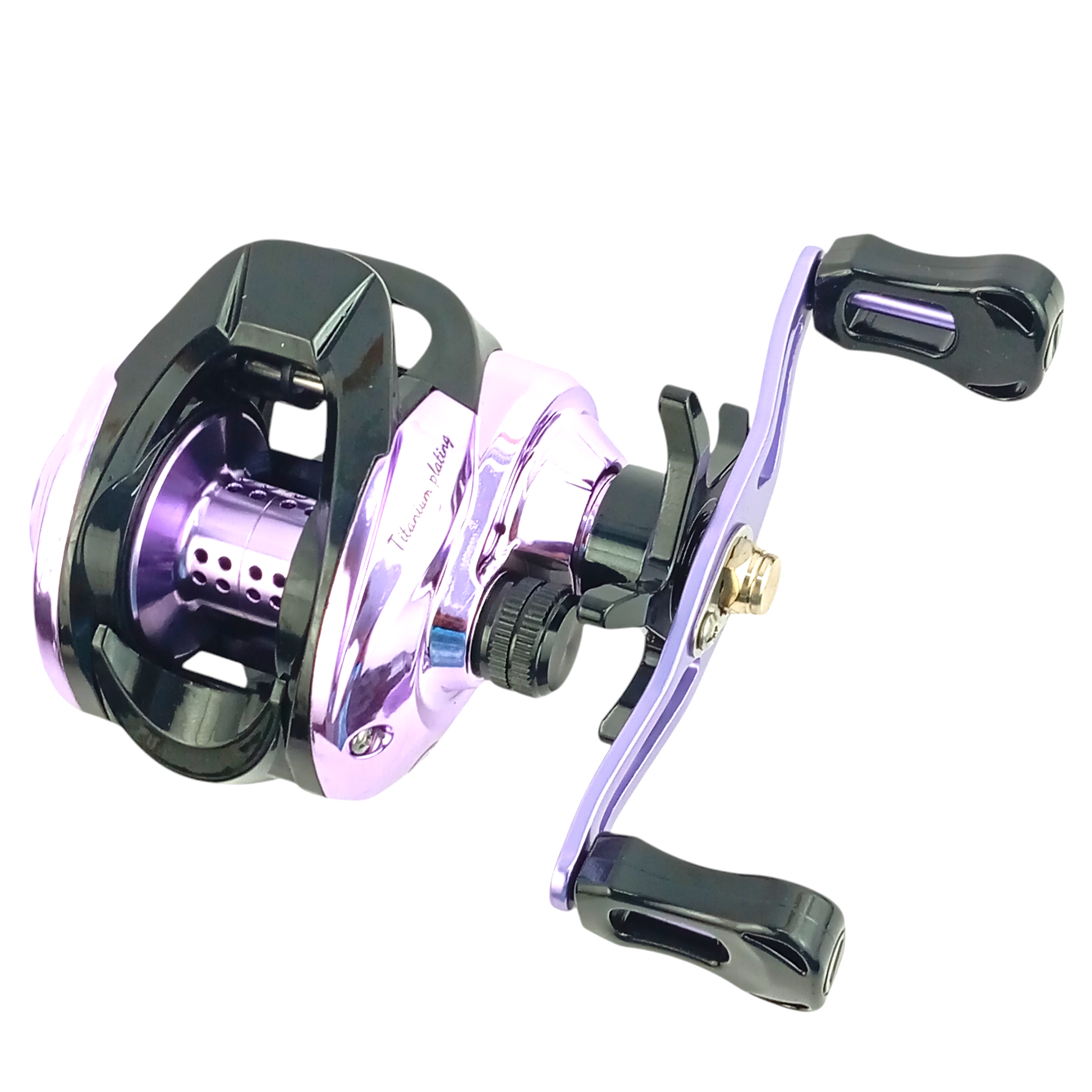T P Baitcasting Fishing Reel Full Close Up Handle Image