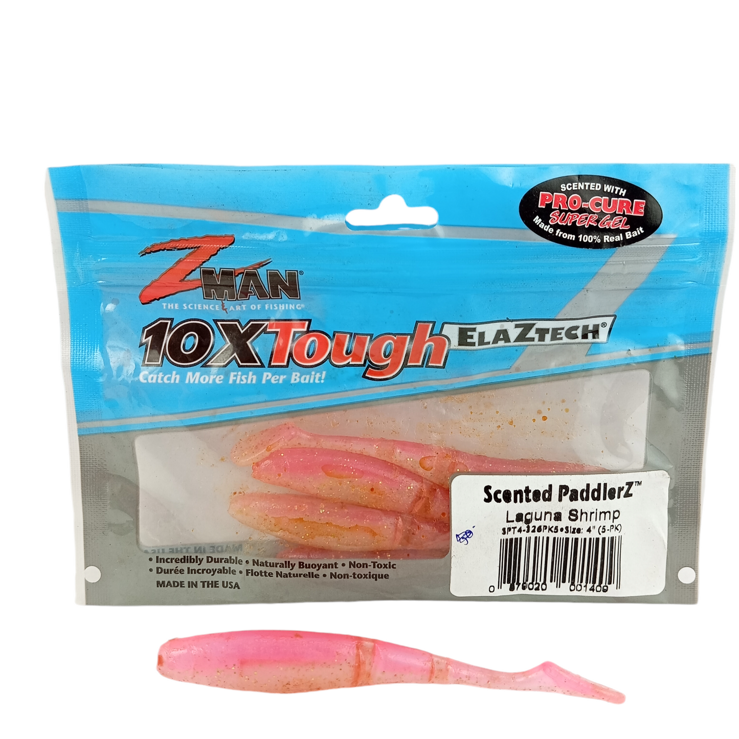 Z-Man Scented Paddlerz Size 4 Soft Fishing Lure  Laguna Shrimp Close Image