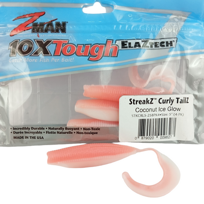 Z Man SteakZ Curly TailZ Size-5 Coconut Ice Glow Single Image