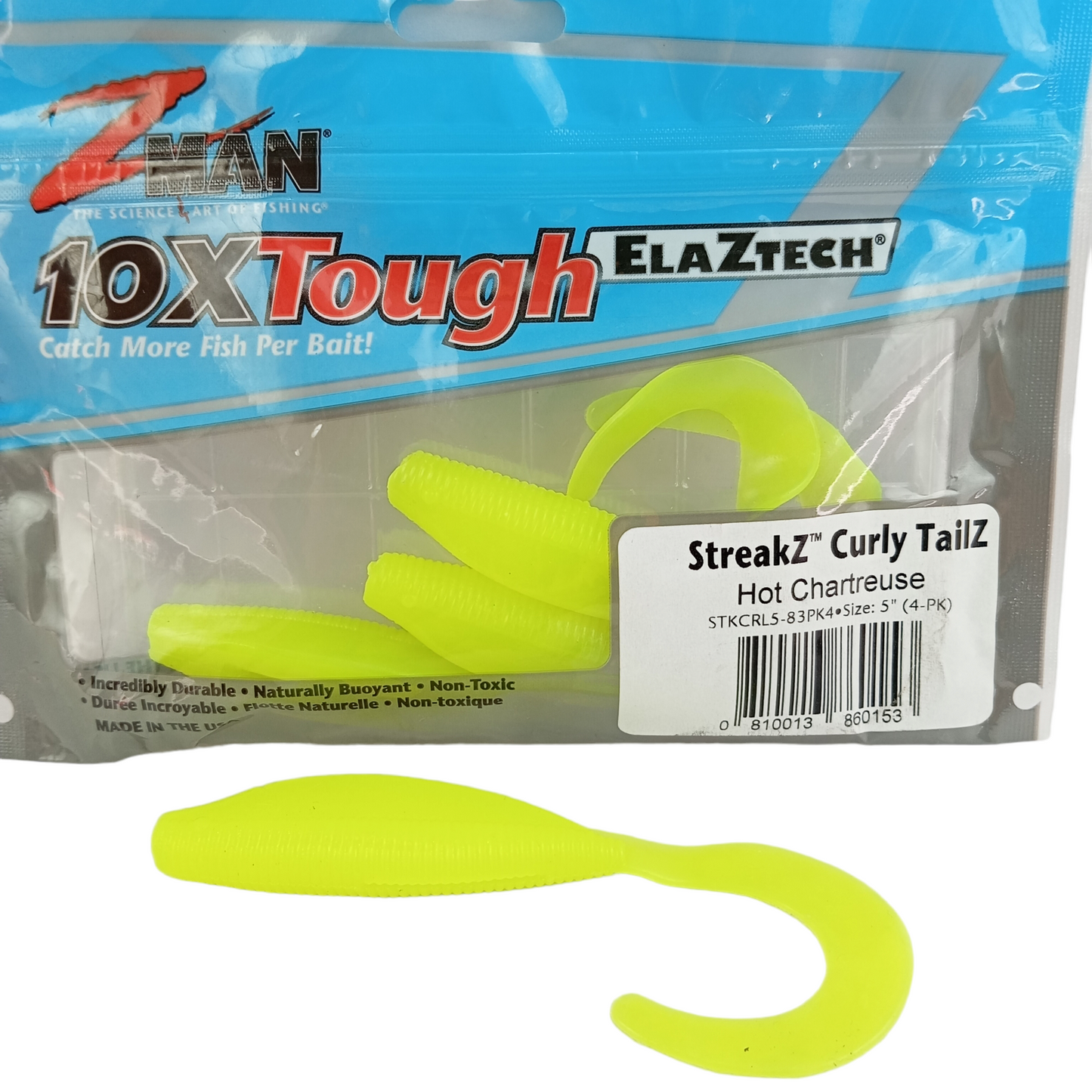 Z Man SteakZ Curly TailZ Size-5 Hot Chartreuse Single Image