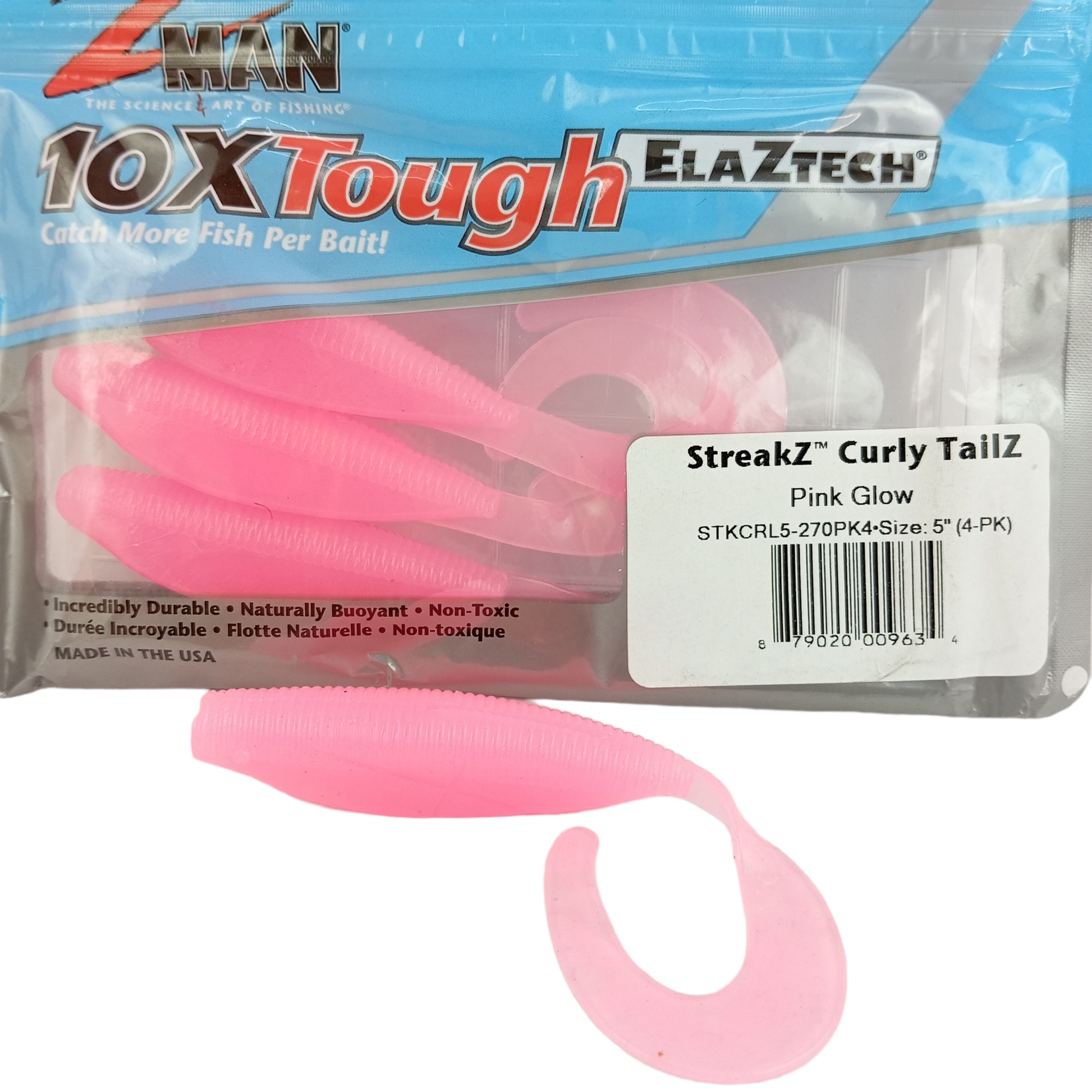 Z Man SteakZ Curly TailZ Size-5 Pink Glow Single Image