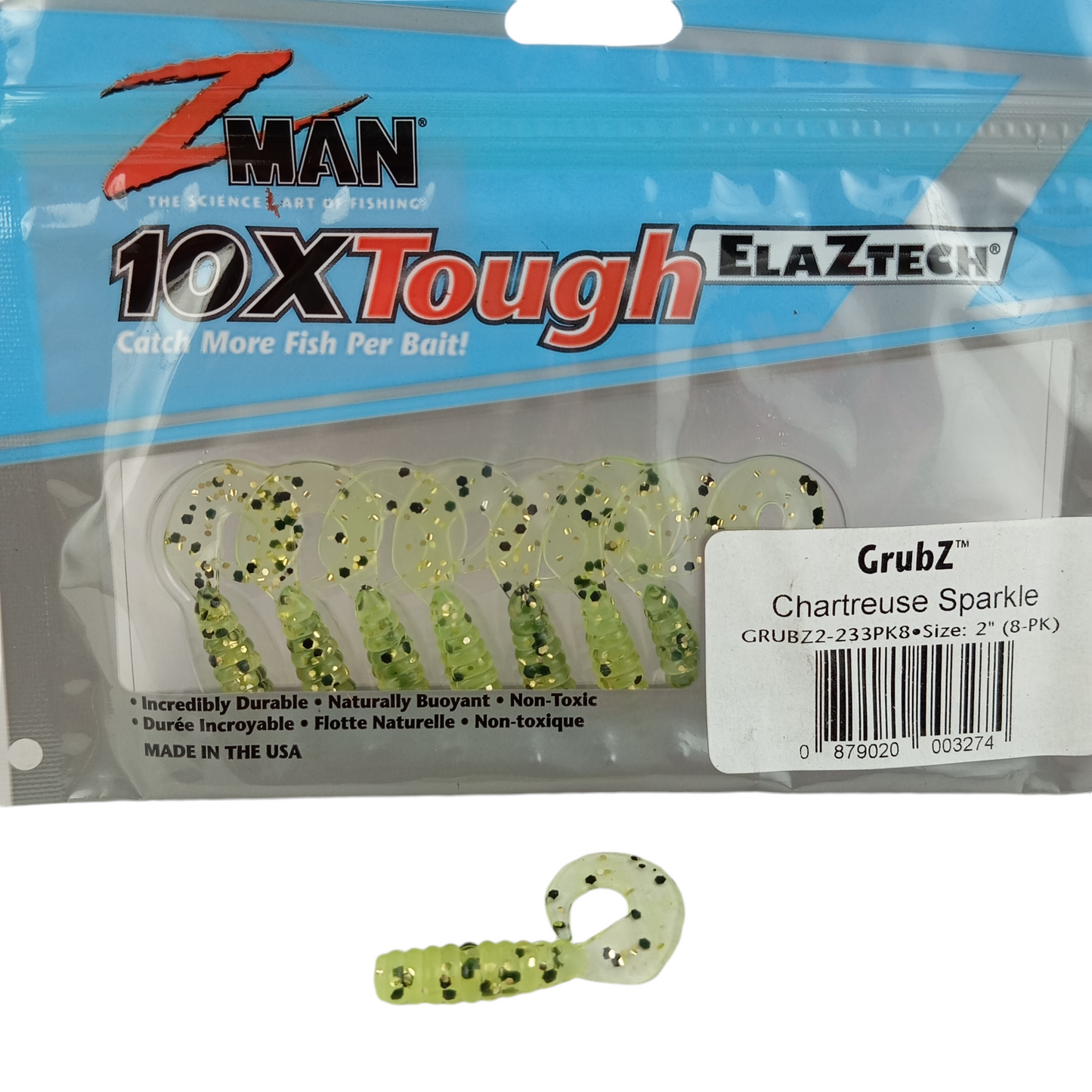 Z Man GrubZ Size-2 Chartreuse Sparkle Close Image
