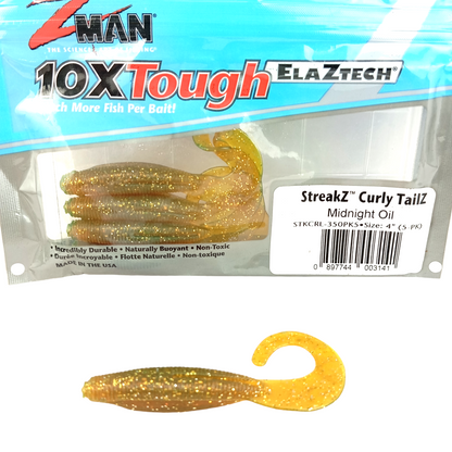 Z Man SteakZ Curly TailZ Size-4  Curly Tail- Midnight Oil Close Up Image