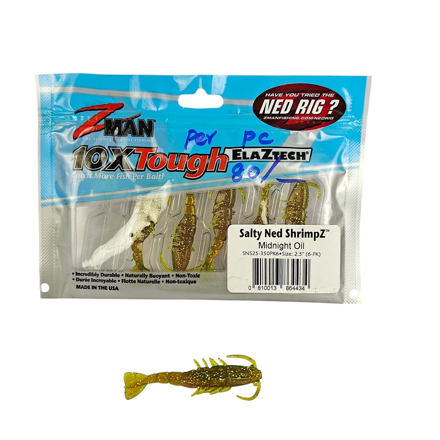 Zman Salty Ned ShrimpZ  2.5inch |Soft Lure | Single Pc