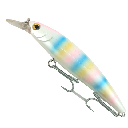 utac Minnow Floating Fishing Lure 110mm-25gms White Rainbow Close Up Image